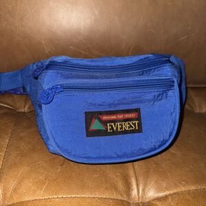 Vintage Everest Fanny Pack Navy Blue 3 Pocket Adjustable Hip Waist Bag Retro 90s